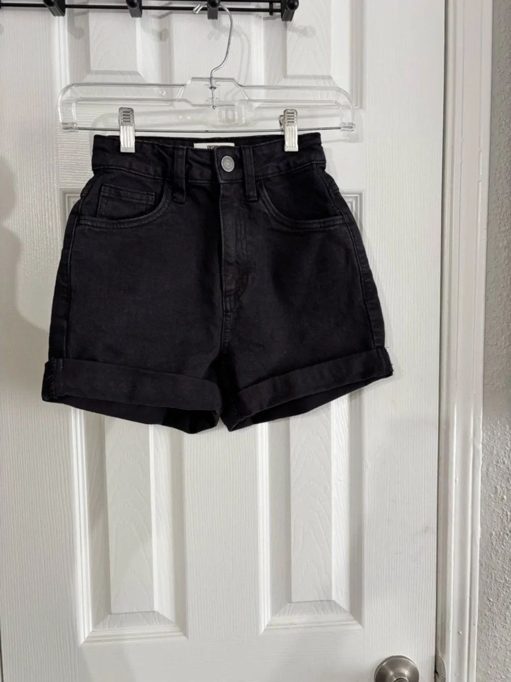 Cotton On Black High-Waist Rolled Hem Jean Shorts - Picture 2 of 7